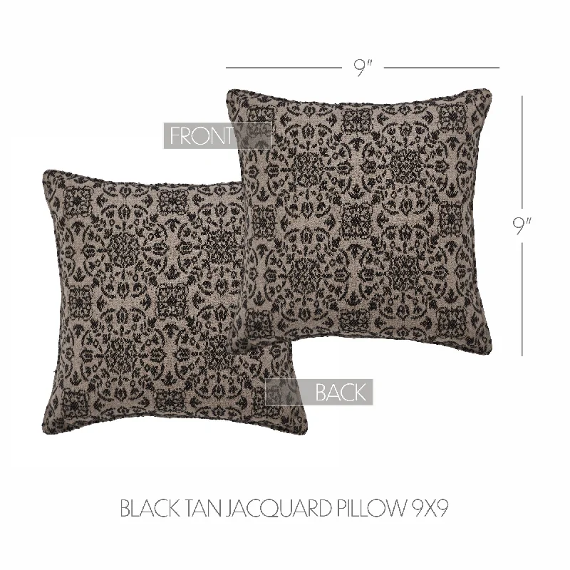 Plush Pillows for a Cozy BedCustom House Black Tan Jacquard Pillow 9x9