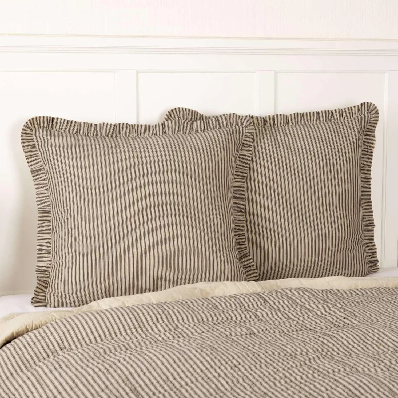 Soft and Fluffy Pillows for Bedroom ComfortSawyer Mill Charcoal Ticking Stripe Fabric Euro Sham 26x26 VHC Brands