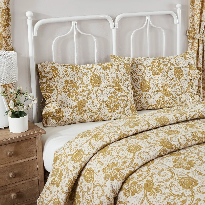 Silk Pillows for Smooth Skin and HairDorset Gold Floral Ruffled Standard Pillow Case Set of 2 21x26+4 VHC Brands