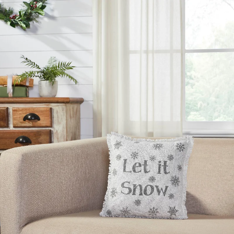 Velvet Pillows for a Touch of EleganceYuletide Burlap Antique White Snowflake Let It Snow Pillow 12x12