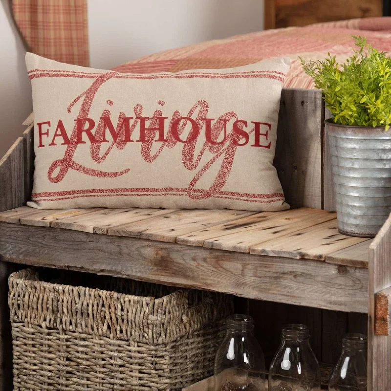 Plush Pillows for a Cozy BedSawyer Mill Red Farmhouse Living Pillow 14"x22" Country Red, Khaki VHC Brands