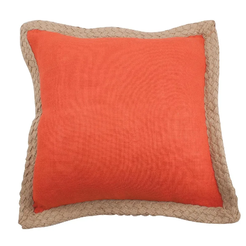 Square Pillows for Modern Home DecorJute Braid Orange 20" Pillow Cover - Set of 4 Park Designs