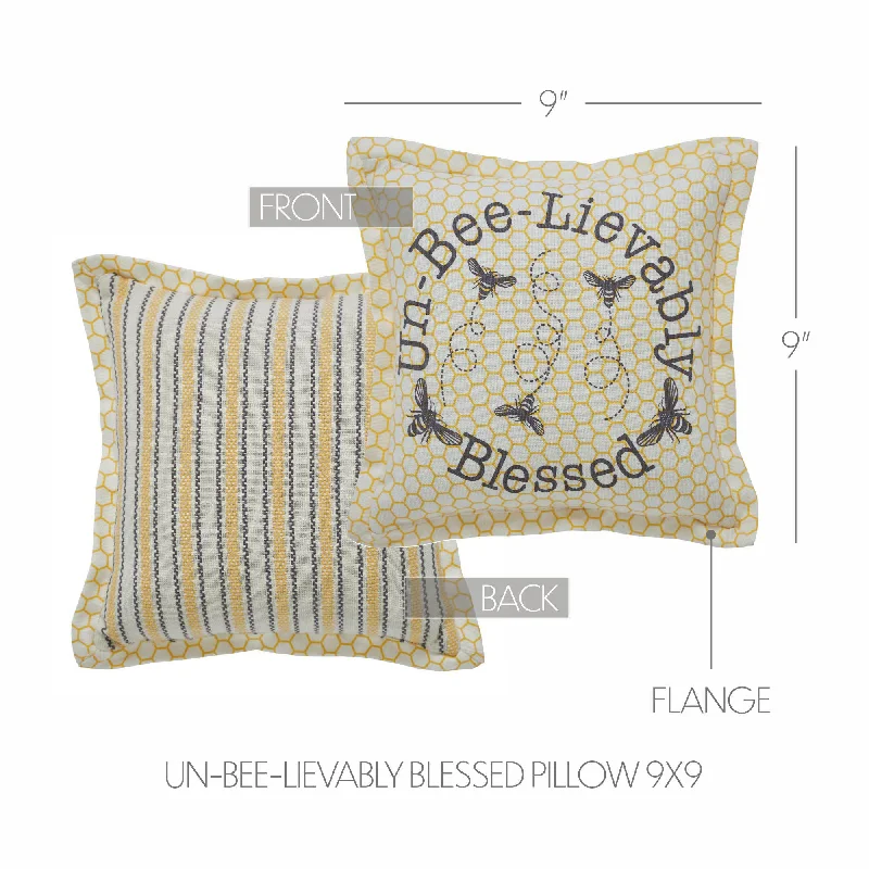 Plush Pillows for a Cozy BedBuzzy Bees Un-Bee-Lievably Blessed Pillow 9x9