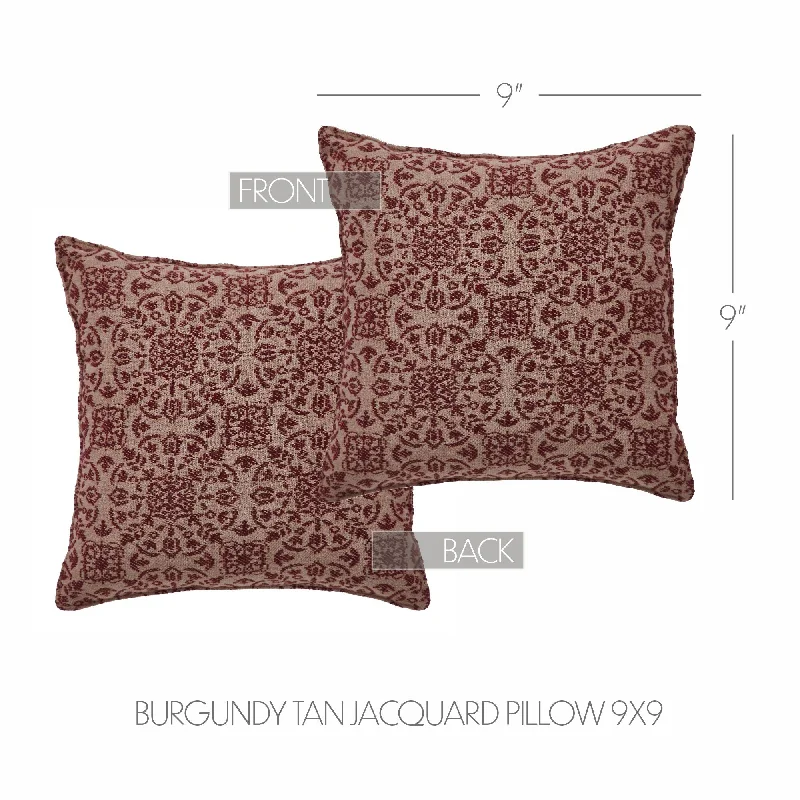 Plush Pillows for a Cozy BedCustom House Burgundy Tan Jacquard Pillow 9x9