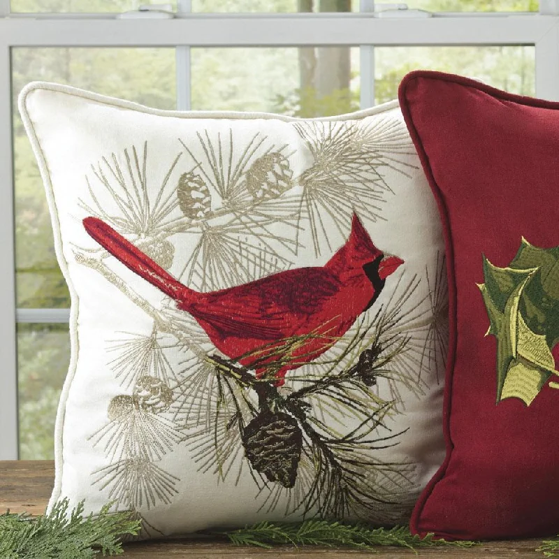 Decorative Pillows for Living Room MakeoverCardinal Embroidered Feather Down Insert Pillow - 20"  Set of 2 Park Designs