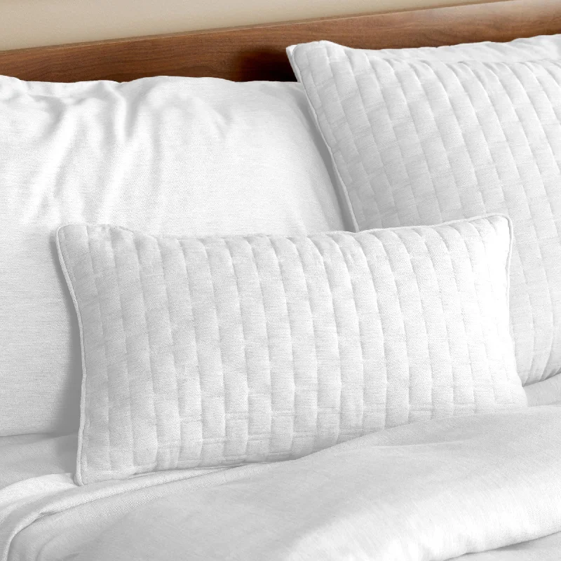 Memory Foam Pillows for Neck SupportBedVoyage Melange viscose from Bamboo Cotton Quilted Decorative Pillow- Snow