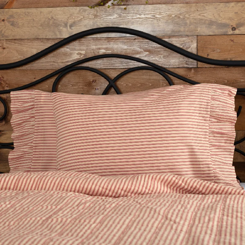 Soft and Fluffy Pillows for Bedroom ComfortSawyer Mill Red Ticking Stripe Standard Pillow Case Set of 2 21x30 VHC Brands