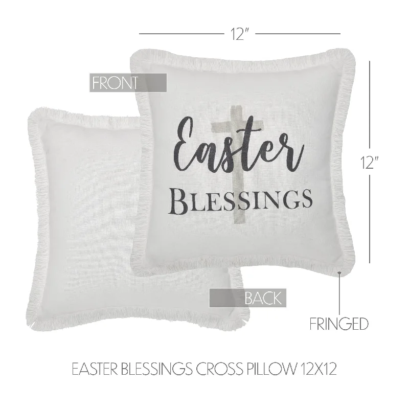 Down Alternative Pillows for Ethical ChoicesRisen Easter Blessings Cross Pillow 12x12