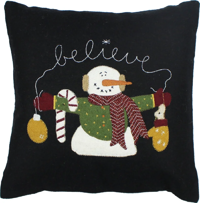 Square Pillows for Modern Home DecorSnowman Believe Black Pillow PLGP0425