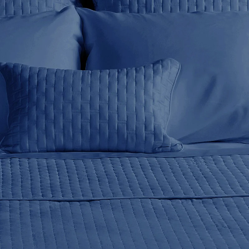 Velvet Pillows for a Touch of EleganceBedVoyage Luxury 100% viscose from Bamboo Quilted Decorative Pillow - Indigo