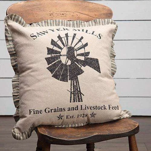 Travel Pillows for Long JourneysSawyer Mill Charcoal Windmill Pillow Blue, Charcoal, Red