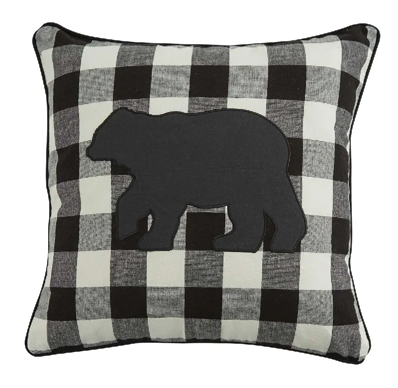 Kids Pillows with Fun DesignsWicklow Bear Applique Pillow 18 Black/cream Cover - Park Designs