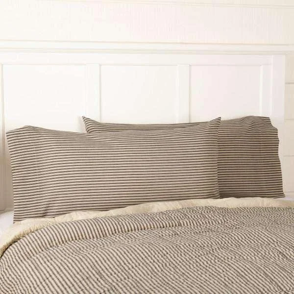 Plush Pillows for a Cozy BedSawyer Mill Charcoal Ticking Stripe King Pillow Case Set of 2 21x40 VHC Brands