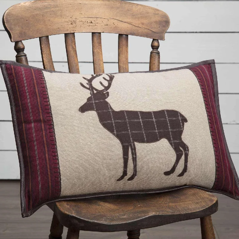 Soft and Fluffy Pillows for Bedroom ComfortWyatt Deer Applique Pillow 14x22 VHC Brands