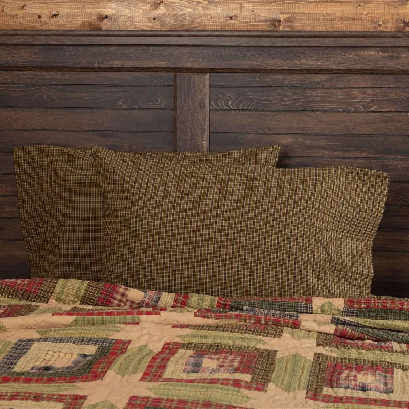 Feather Pillows for a Luxurious SleepTea Cabin Green Plaid Standard Pillow Case Set of 2 21x30 VHC Brands