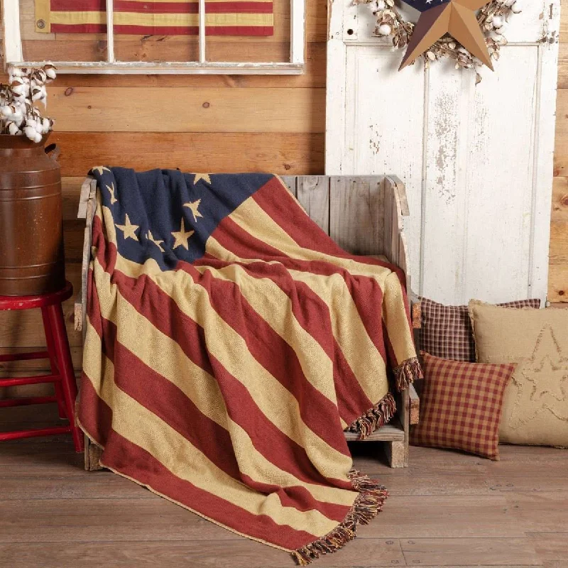 Decorative Pillows for Living Room MakeoverOld Glory Patriotic American Flag Woven Throw 60" x 50" VHC Brands