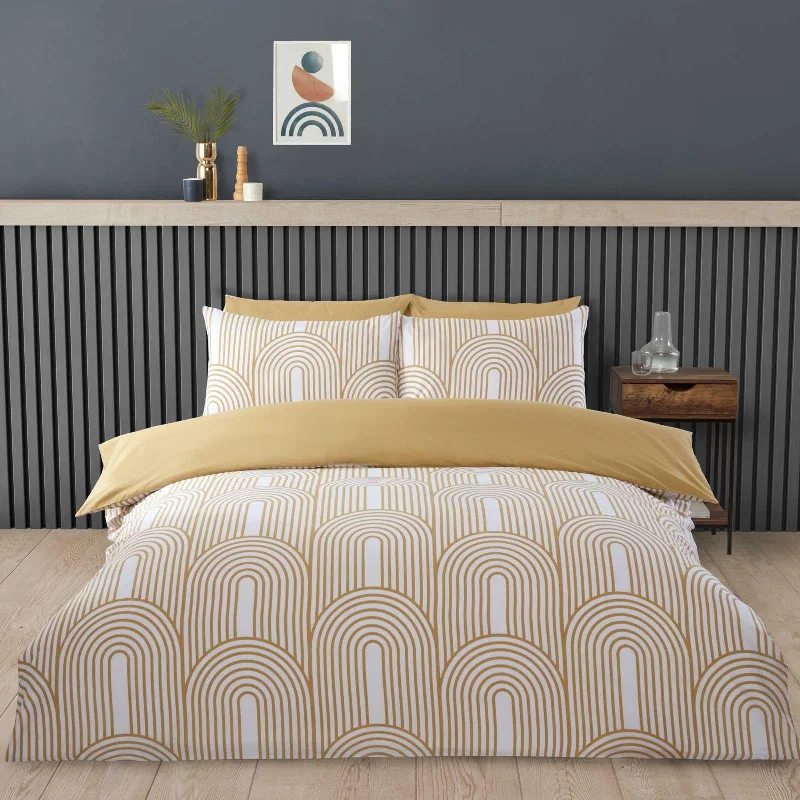 Velvet duvet covers for a plush and cozy lookArches Duvet Cover Set Ochre