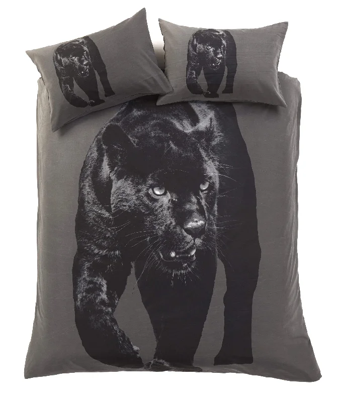 Flannel duvet covers for warmth in cold weatherBlack Panther 3D Photo Panel Duvet Set Luxurious Cotton Rich Bedding in King Double and Single Sizes Soft Durable OEKO-TEX Certified by OLIVIA ROCCO