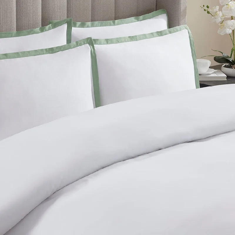 Bamboo - derived duvet covers with antibacterial and moisture - wicking propertiesBordeaux Contrast Border 400 Thread Count Cotton Duvet Cover - Green