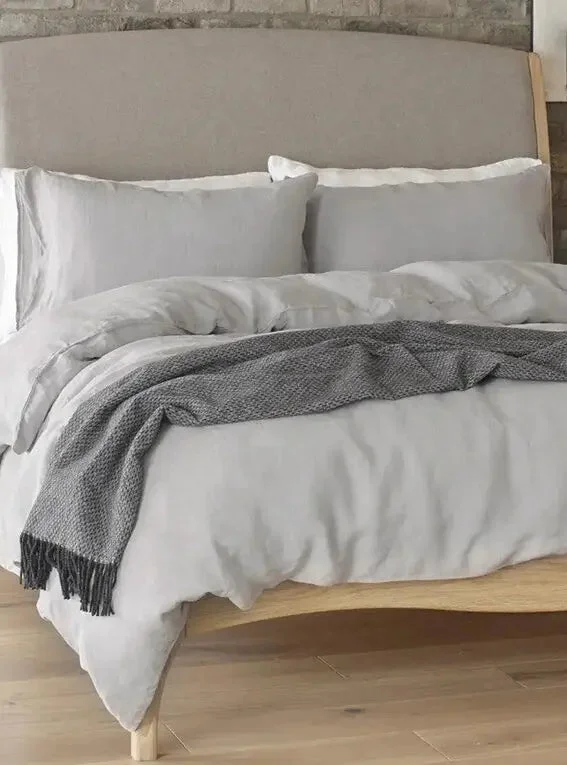 Custom - sized duvet covers to fit unique or non - standard bed framesCalm Grey Linen Bedding