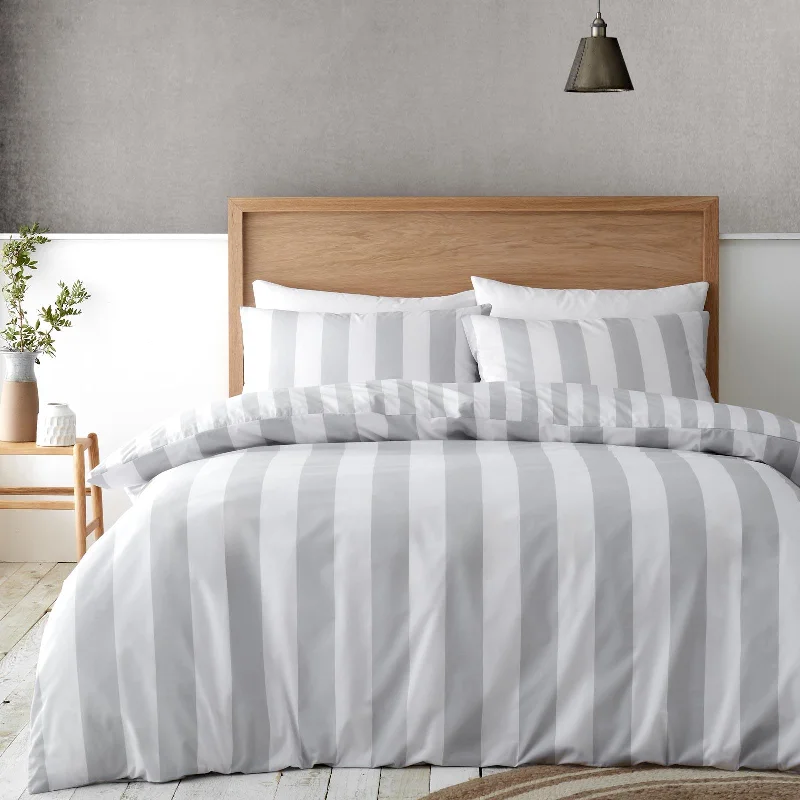 King - size duvet covers to fit large king - sized beds perfectlyCove Stripe Duvet Cover Set Silver