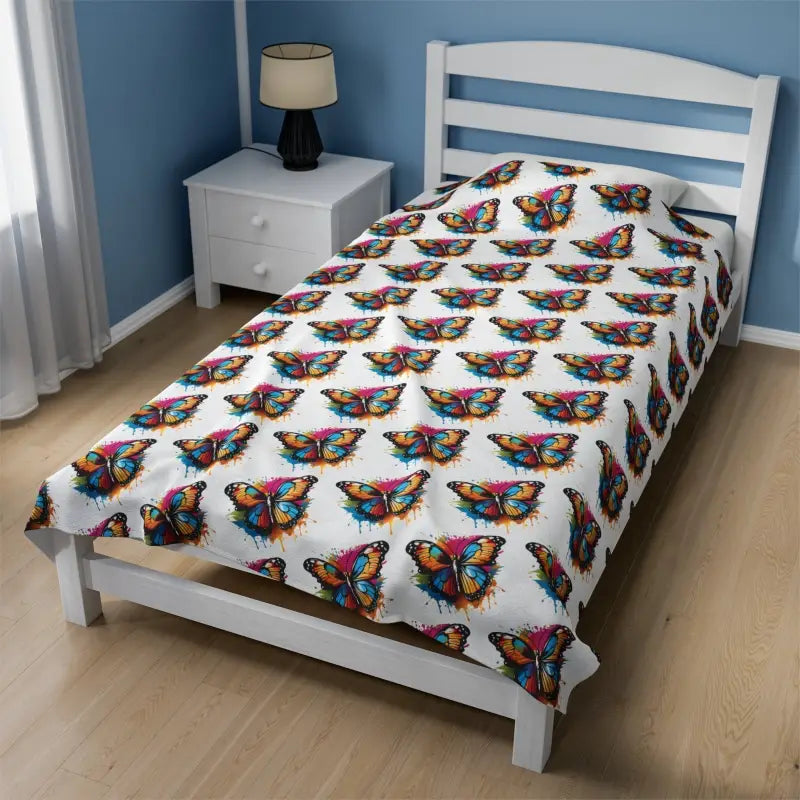 Bamboo fiber blankets with natural antibacterial propertiesSnuggle in Style with our Colorful Butterflies Plush Blanket