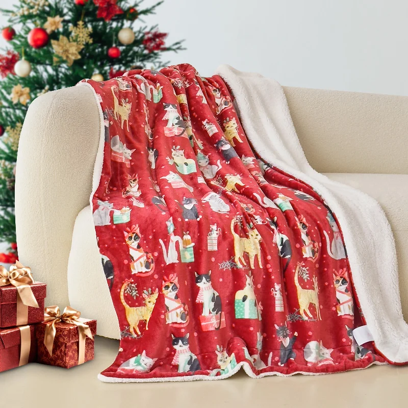 Rayon from bamboo blankets for a silky and breathable feelElegant Comfort Christmas Sherpa Throw with Flannel Fleece - 50 x 60 inches