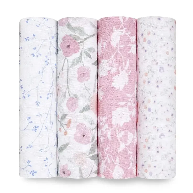 Synthetic fiber blend blankets for a budget - friendly choiceCotton muslin 4-pack "ma fleur"