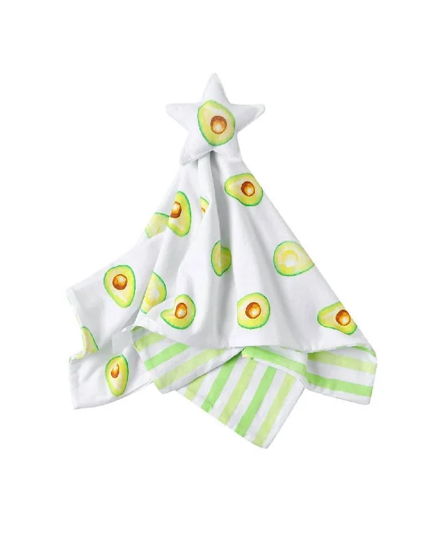 Wool blankets with natural warmth and insulationCotton Muslin Lovey Security Blanket With Plush Toy In Avocado (Avocado + Lime Green Stripe)