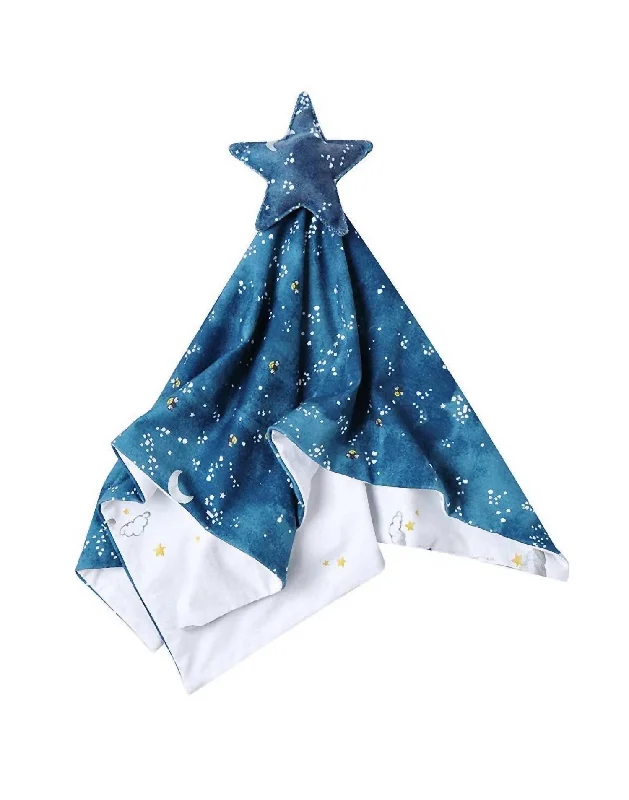 Silk blankets with a smooth and elegant touchCotton Muslin Lovey Security Blanket With Plush Toy In Starry Night (Starry Night + Hot Air Balloon)