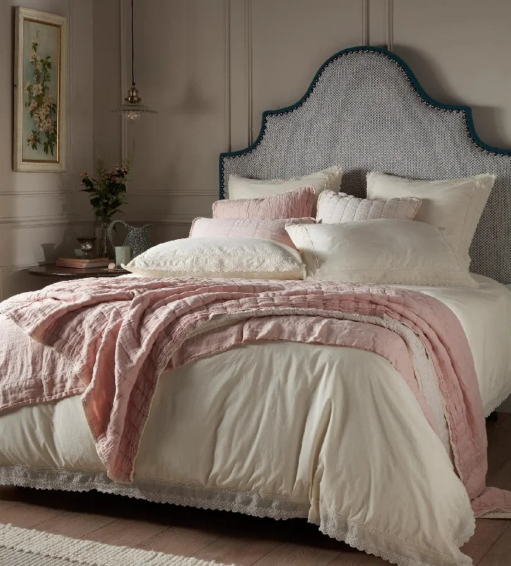 Organic cotton duvet covers for a chemical - free and eco - friendly optionCream Pia Embroidered 100% Cotton Bed Linen