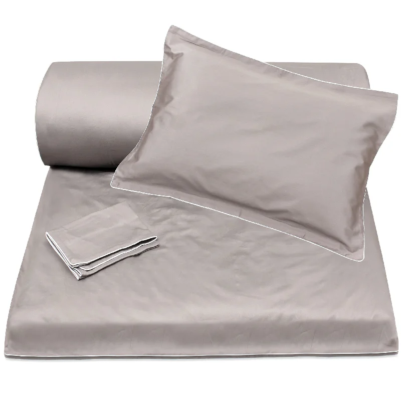 Discounted duvet covers during holiday sales like Christmas, Black Friday, and Cyber MondayDark Grey Duvet/White Piping  + Pillowcases (600 TC)