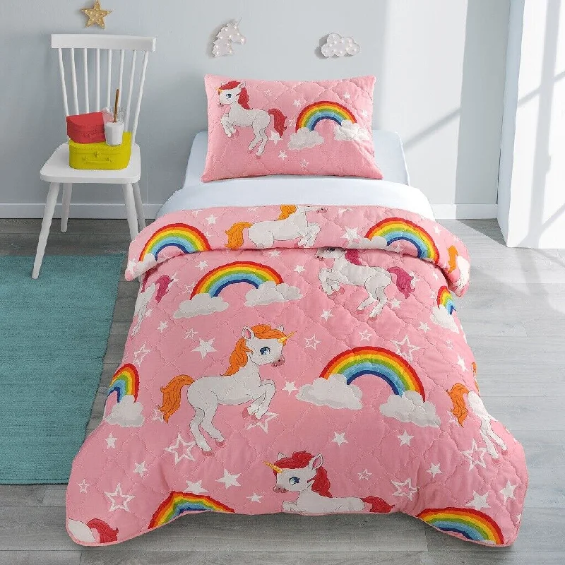 Queen - size duvet covers for standard queen - sized mattressesPink Unicorn Duvet Cover & Pillowcase Set