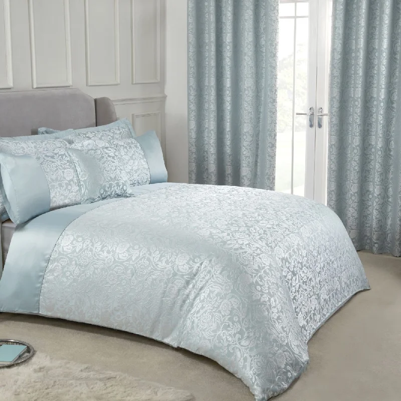 Queen - size duvet covers for standard queen - sized mattressesEden Duckegg Embellished Jacquard Duvet Set