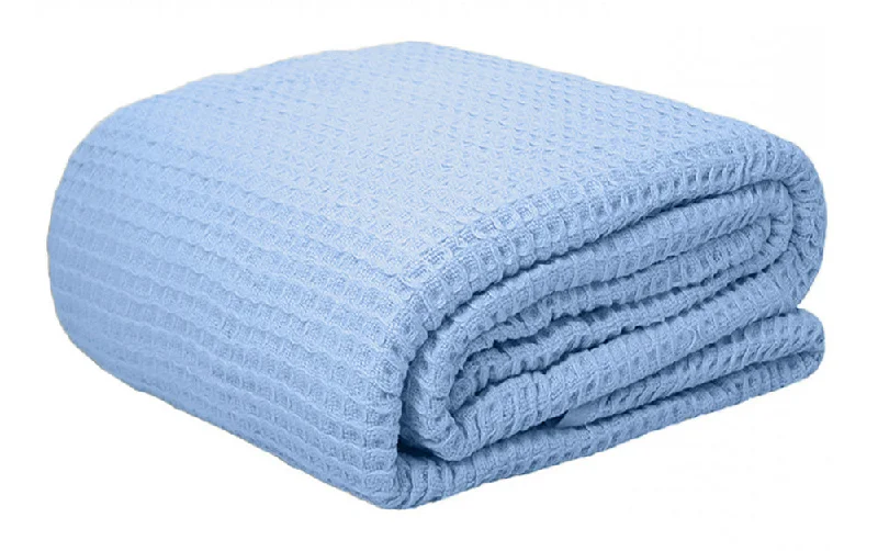 King - size blankets to cover large beds comfortablyEgyptian Cotton Waffle Blanket Sky Blue