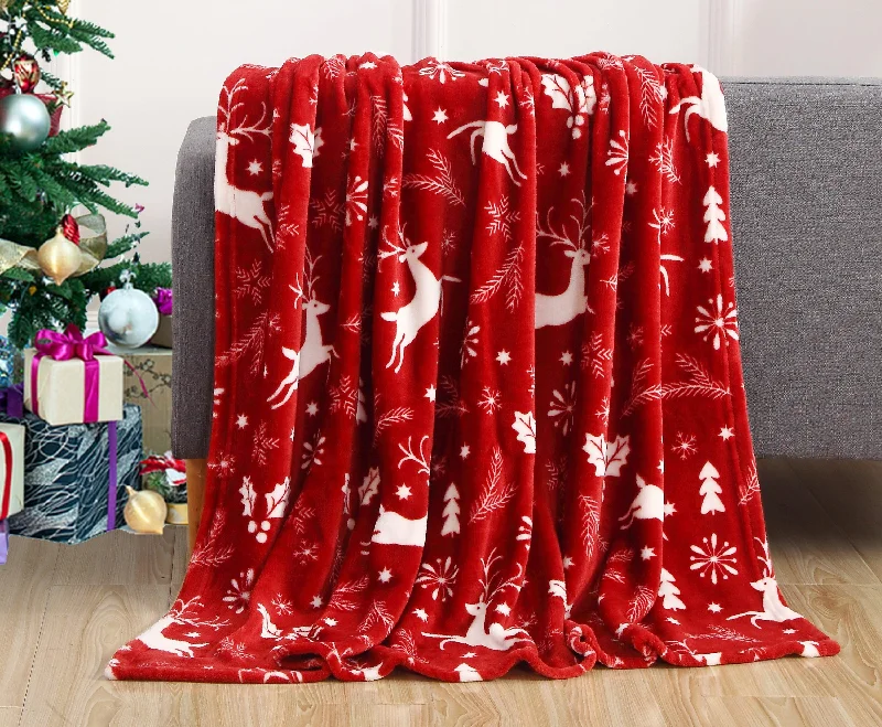 Cotton blankets for breathability and a lightweight feelElegant Comfort 50" x 60" Holiday Velvet Plush Blanket Throw - 50 x 60 inches