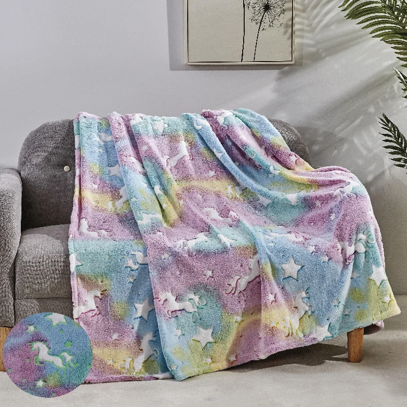 Recycled polyester blankets for an eco - conscious optionElegant Comfort Glow In the Dark 50" x 60" Throw Blanket - Velvety Feel, 50 X 60 inches