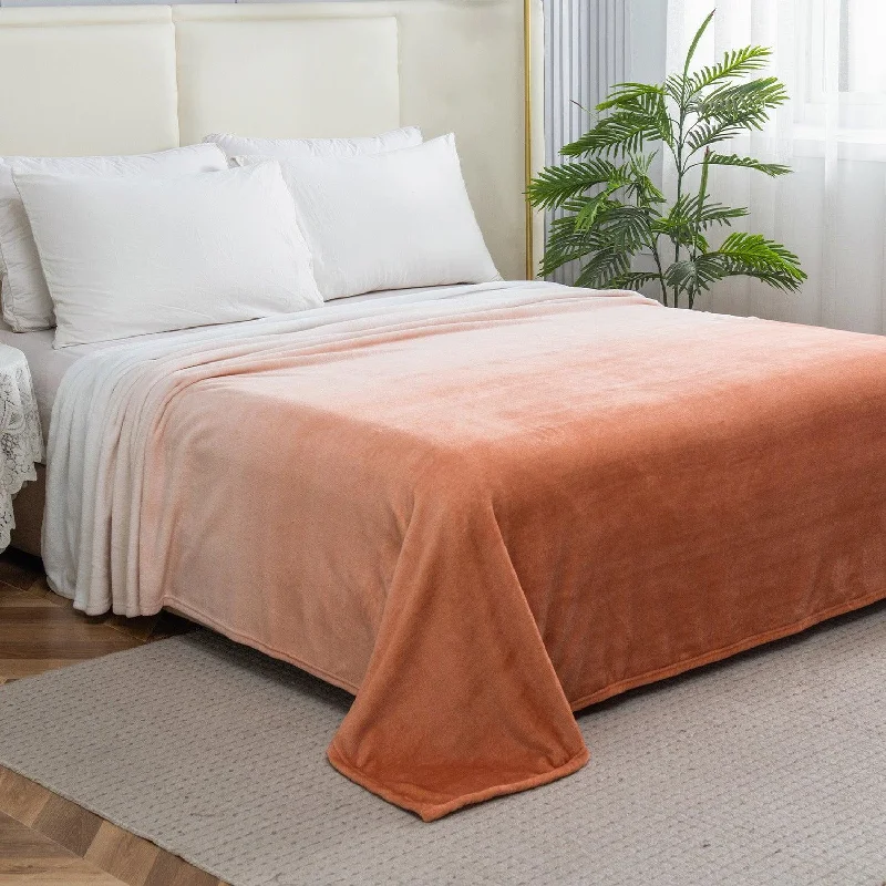 Chenille blankets with a thick and fuzzy textureElegant Comfort Ombre Printed Velour Fleece Blanket - Velvety Feel