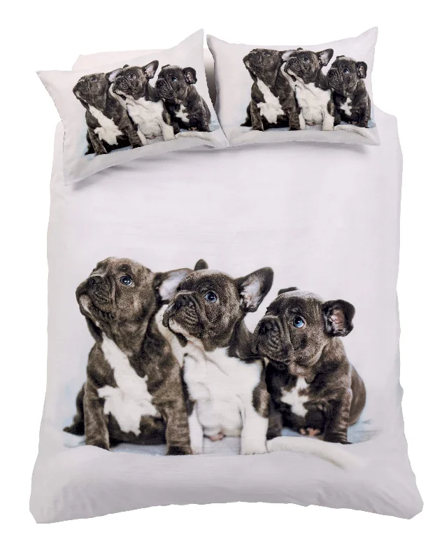 Machine - washable duvet covers for hassle - free cleaningFrenchie Elegant Cotton-Rich Duvet Set with Vibrant Colours and Patterns for Bedroom Transformation Single Double King by OLIVIA ROCCO