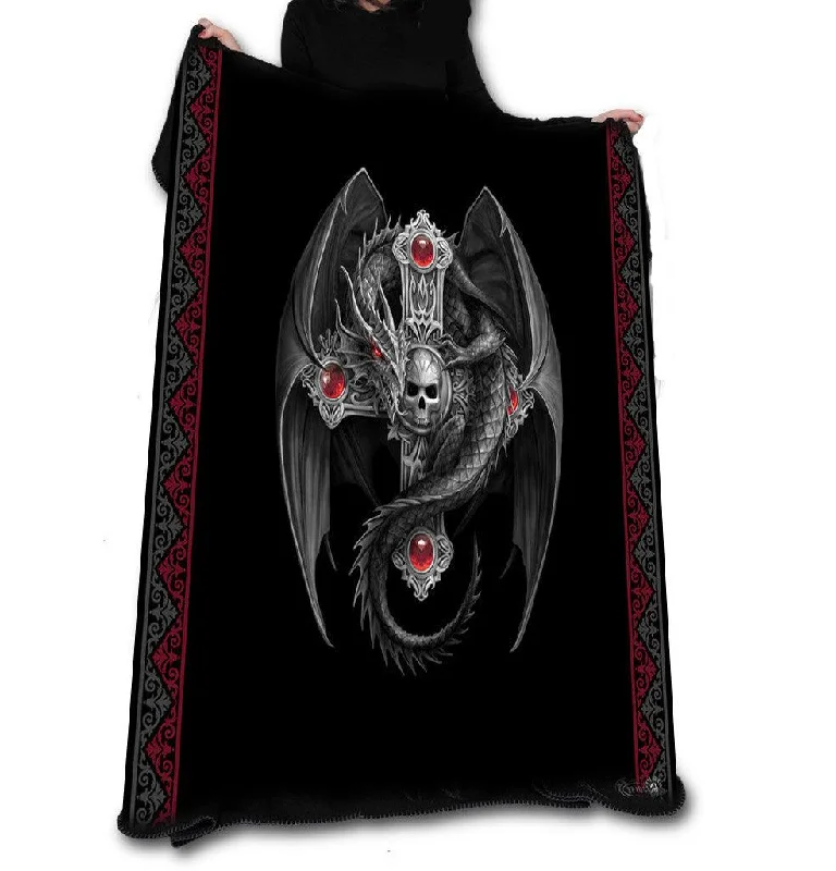 Recycled polyester blankets for an eco - conscious optionWild Star - GOTHIC DRAGON Fleece Blanket / Throw / Tapestry  by ANNE STOKES