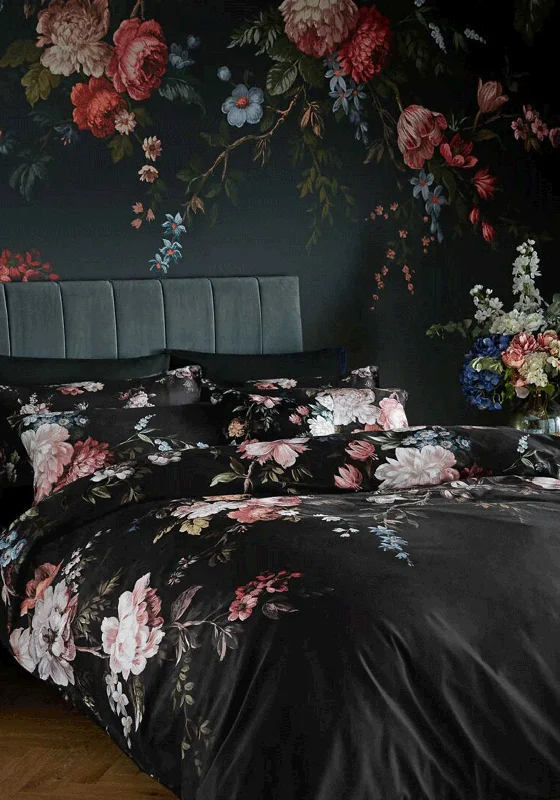 Budget - friendly duvet covers for first - time homebuyers or studentsGraham & Brown Hague Fleurs Duvet Cover Set, Black