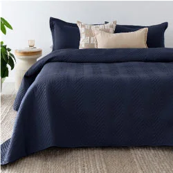 Cashmere blankets for ultimate softness and luxuryHerringbone Navy Coverlet