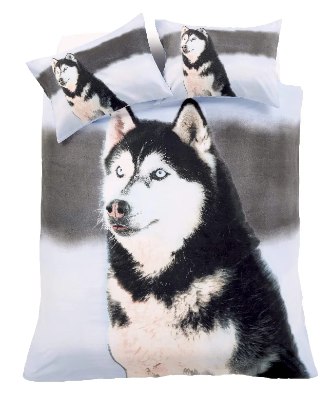 Anti - dust mite duvet covers to keep the sleep environment cleanHuskey 3D Photo Panel Duvet Set Cotton-Rich Bedding OEKO-TEX Certified Quilt Cover with Pillowcases in Various Colours and Sizes by OLIVIA ROCCO