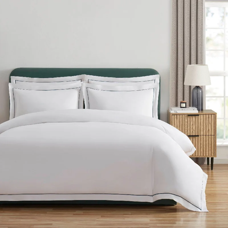 Anti - dust mite duvet covers to keep the sleep environment cleanIslington 300 Thread Count Embroidered Duvet Cover - White/Kingfisher