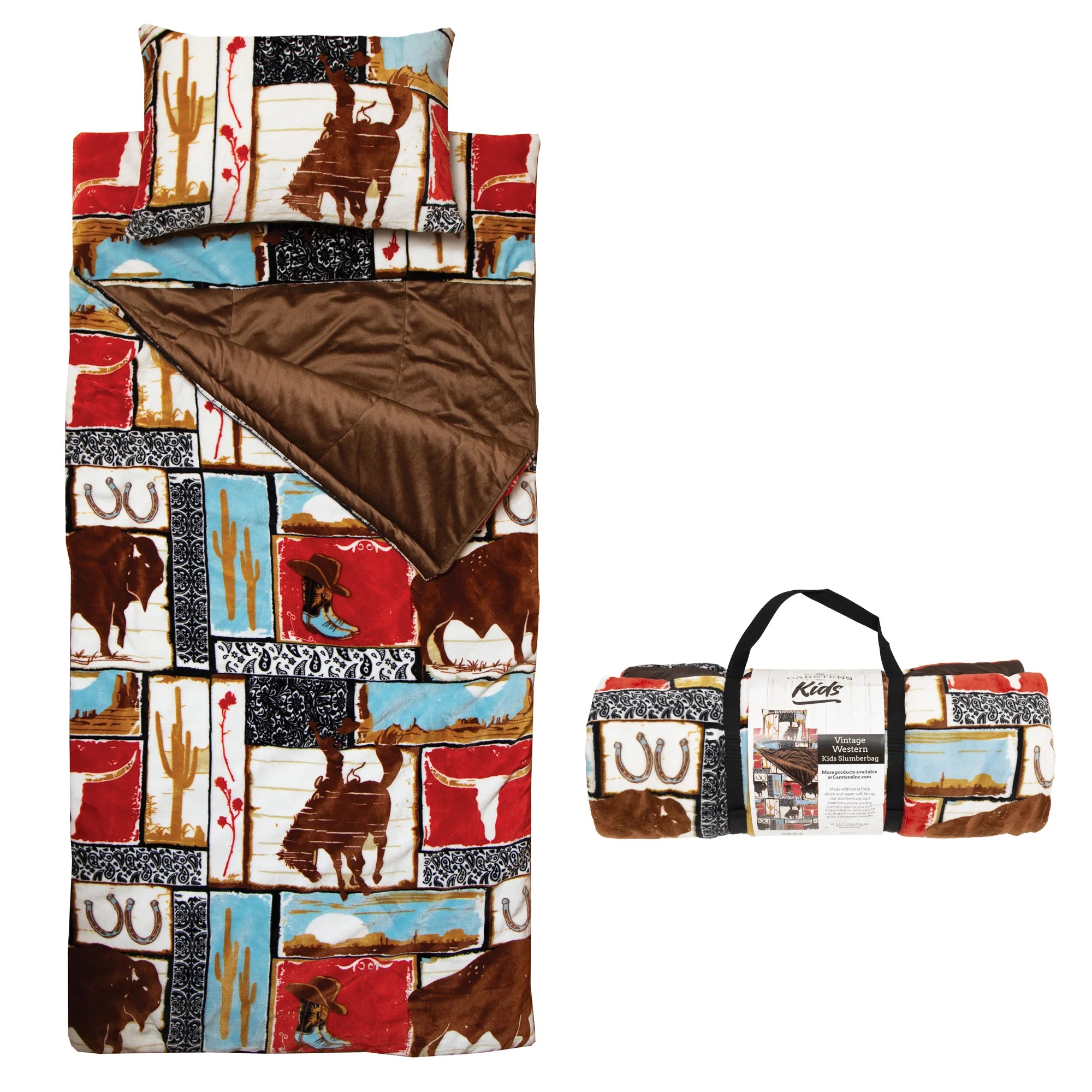 Cotton blankets for breathability and a lightweight feelKids Western Slumber Bag