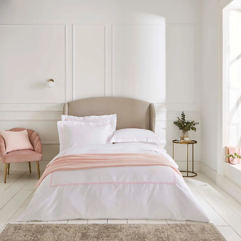 Custom - sized duvet covers to fit unique or non - standard bed framesLexington 300TC Organic Cotton Sateen Pink Two Line Duvet Cover