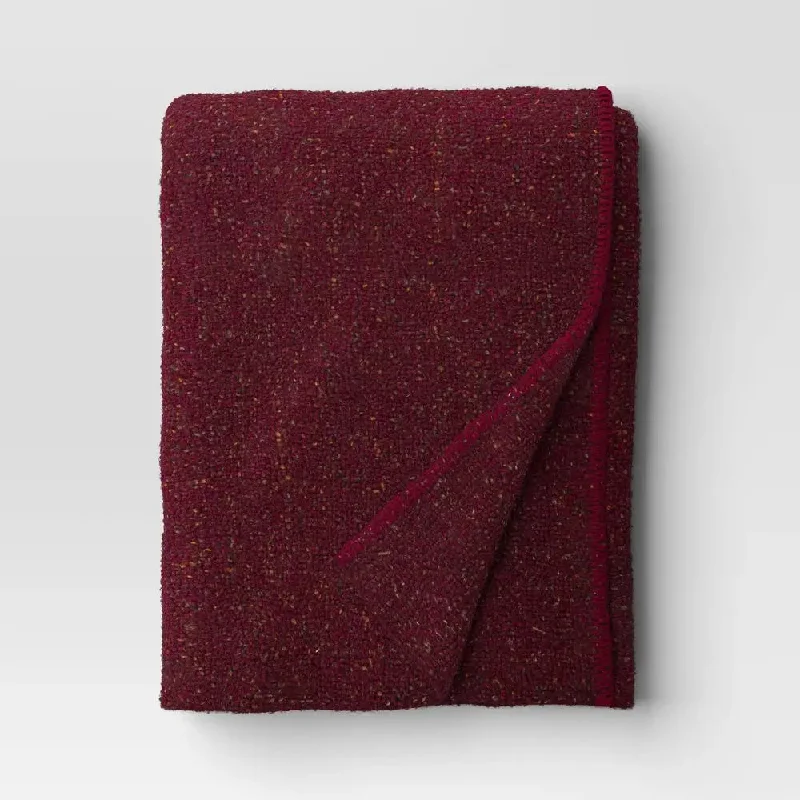 King - size blankets to cover large beds comfortablyMarled Boucle Throw Blanket Burgundy - Threshold