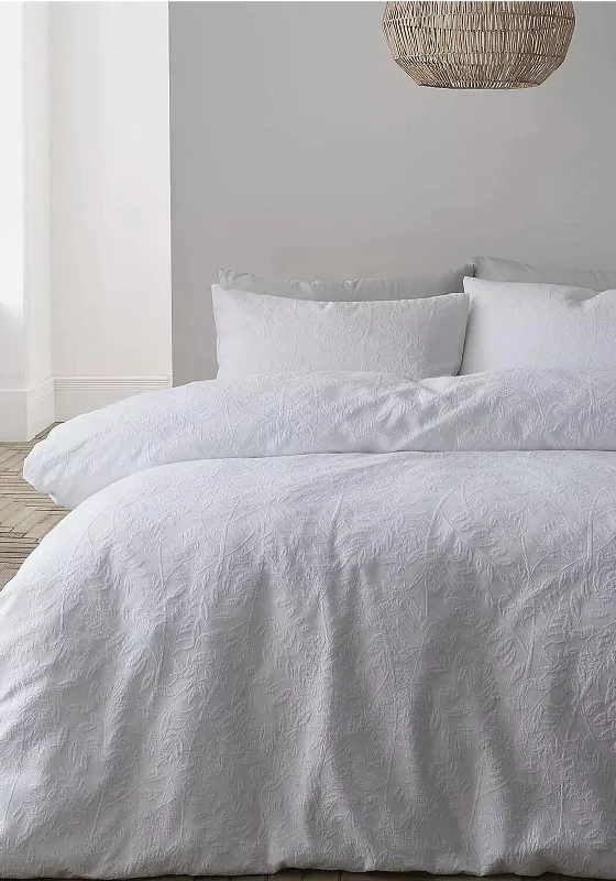 Duvet covers suitable for use with synthetic - filled comfortersBianca Home Matelassé Jacquard Leaves Duvet Set, White