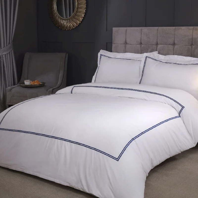 Flannel duvet covers for warmth in cold weatherMayfair Navy Embroidered Duvet Set