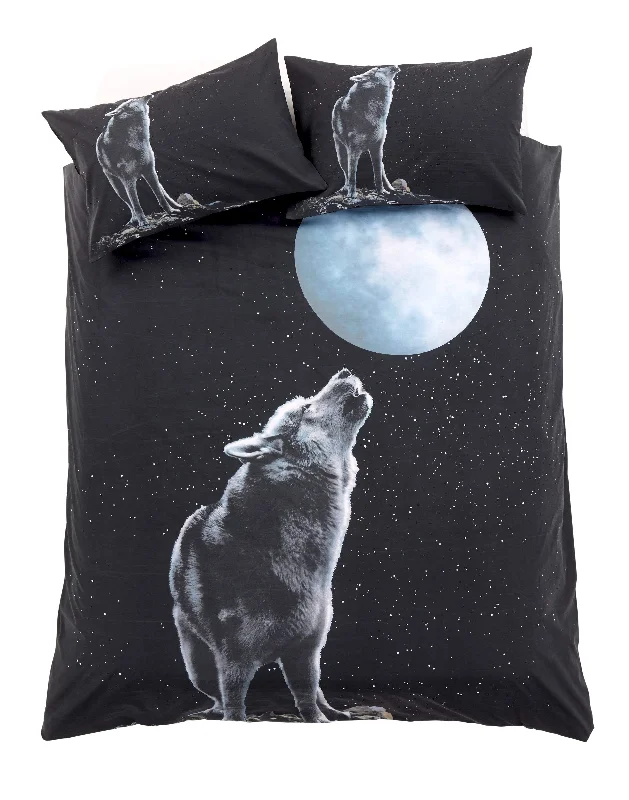 Velvet duvet covers for a plush and cozy lookMoonlight Wolf Duvet Cover Set 3D Photo Panel Design Cotton Rich OEKO-TEX Certified Bedroom Decor in Single Double King Sizes by OLIVIA ROCCO